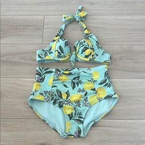 Adore Me Blue and Yellow Bikini with Lemon Print